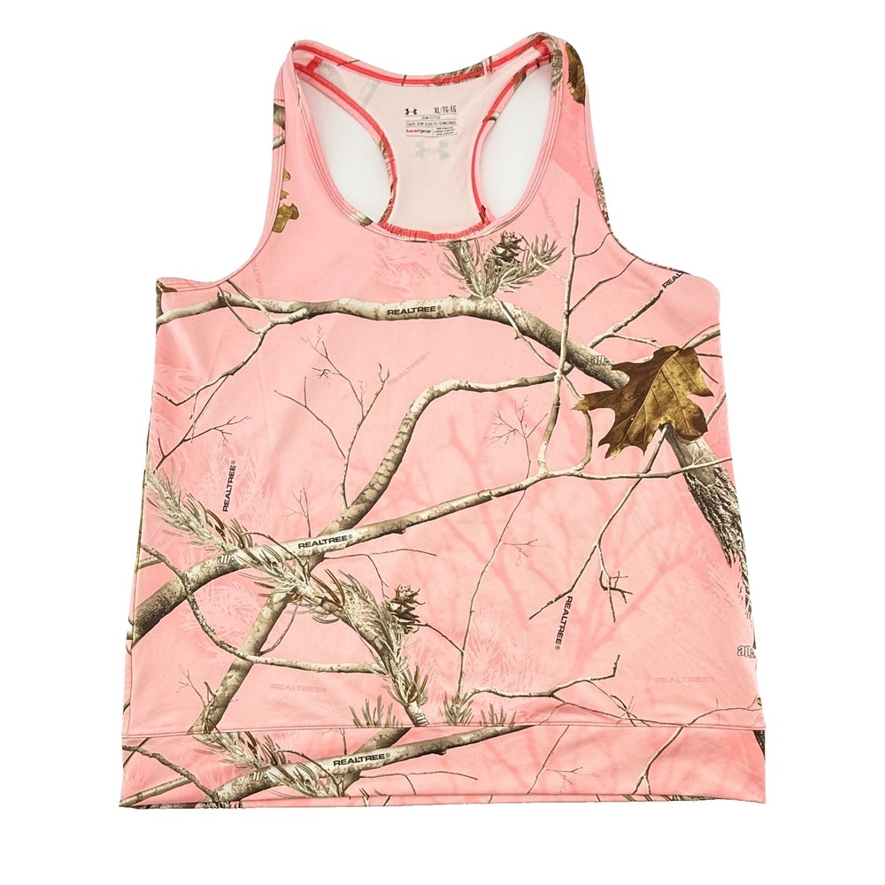 Under Armour Womens HeatGear Tank Top Pink Realtree Camo Athletic XL